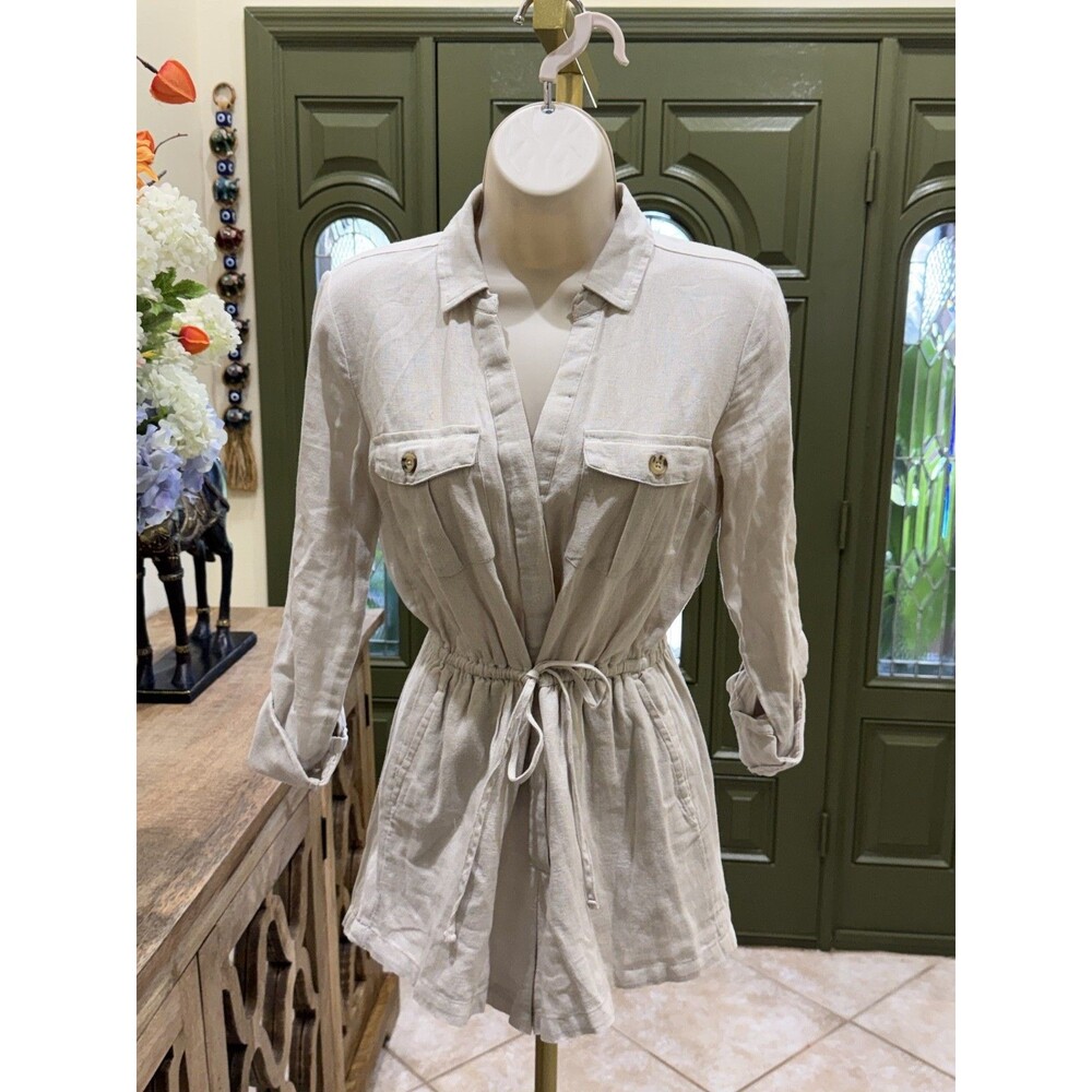 Abercrombie & Fitch Beige Button-Front Romper – Size XSP